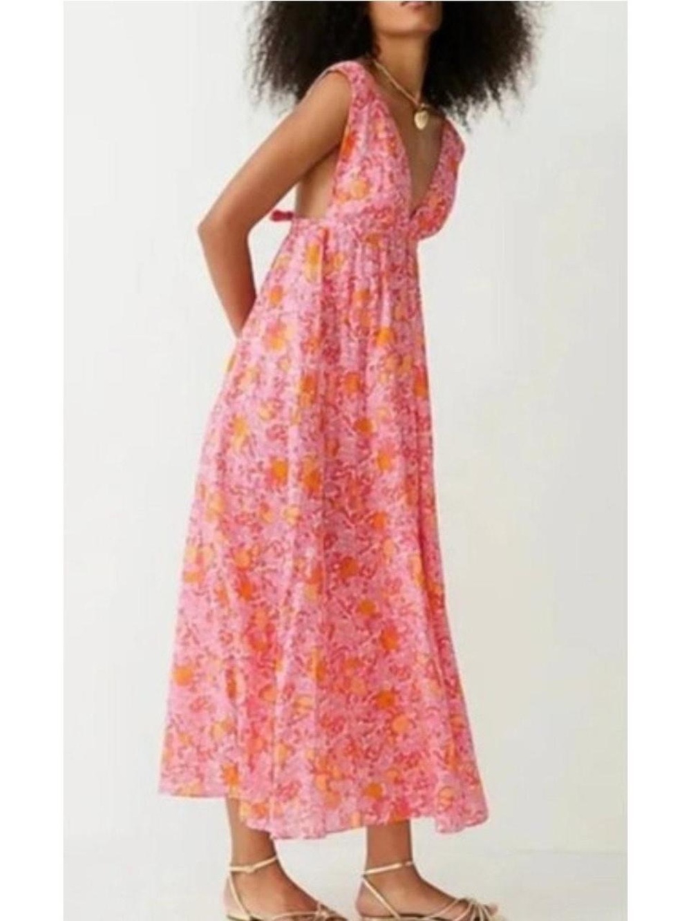 J. Crew Pink and Orange Floral Citrus Maxi Beach Dress